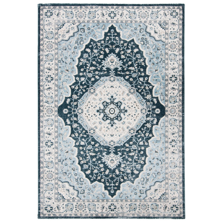 Bloomsbury Market Virgilina Hooked Blue/Cream Rug Wayfair.co.uk